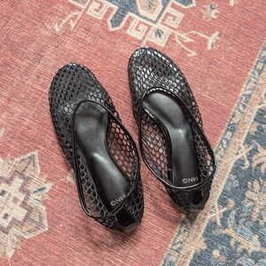 Black Mesh Ballet Flats Fishnet Flats